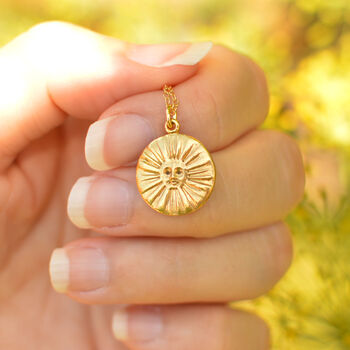 Solid 9ct Gold Sun Pendant, 2 of 3