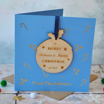Personalised Christmas Pudding Decoration Card, 2 of 3