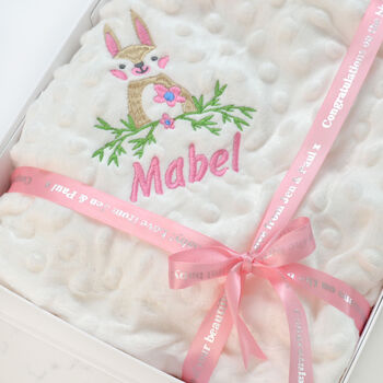 Personalised Embroidered Bunny Baby Blanket With Name, 6 of 10