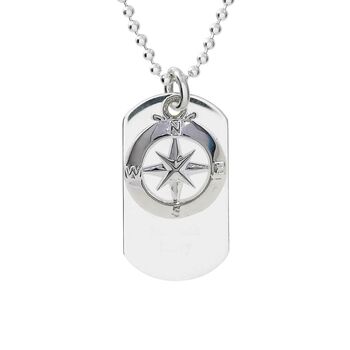 Compass Coordinates Dog Tag Silver Necklace, 11 of 12