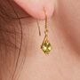 Green Peridot Gold Plated Silver Antique Style Earrings, thumbnail 2 of 11