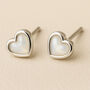 Sterling Silver Mother Of Pearl Heart Stud Earrings, thumbnail 1 of 8