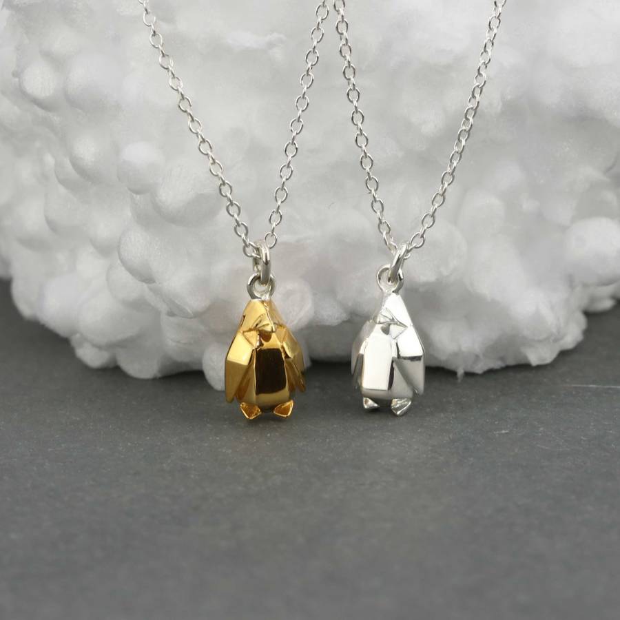 gold penguin pendant