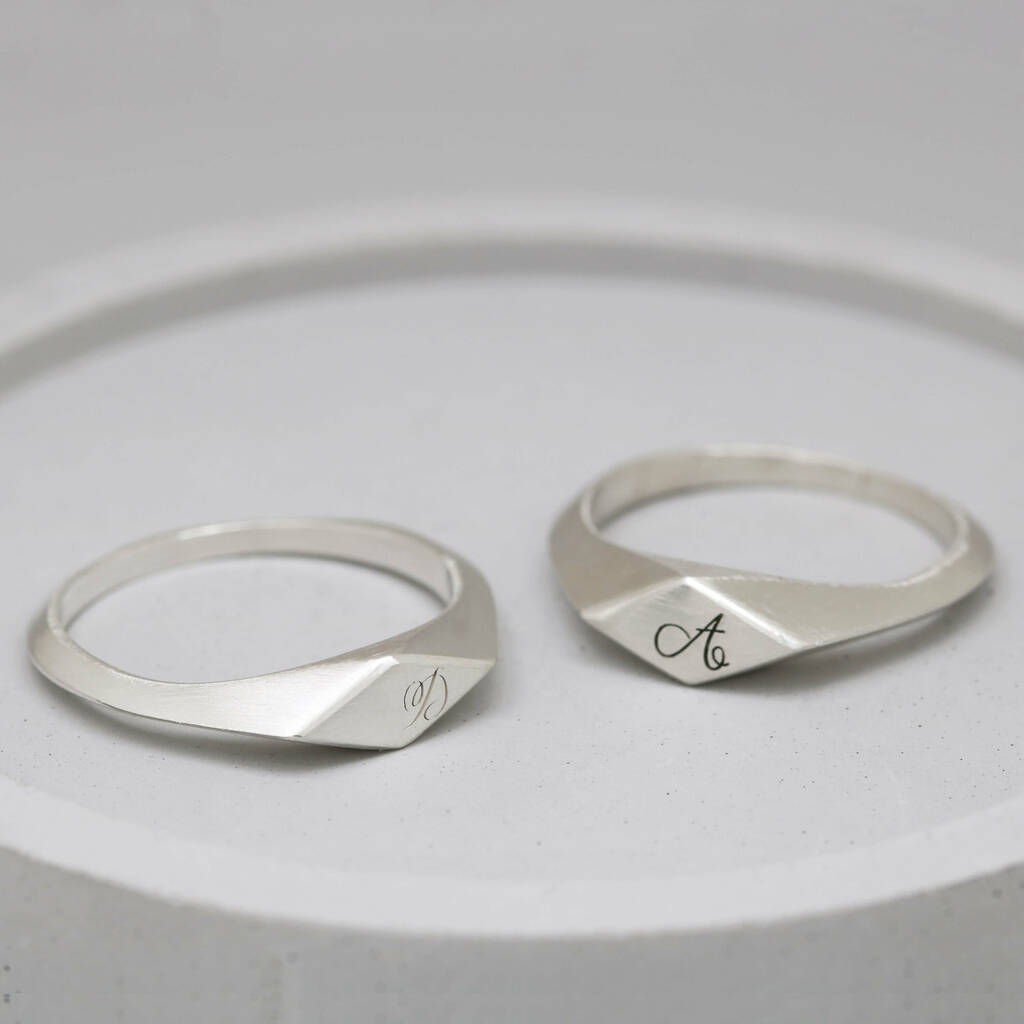Personalised Silver Initial Signet Ring For Women By Louy Magroos