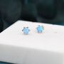 Blue Opal Long Prong Stud Earrings Sterling Silver, thumbnail 1 of 10