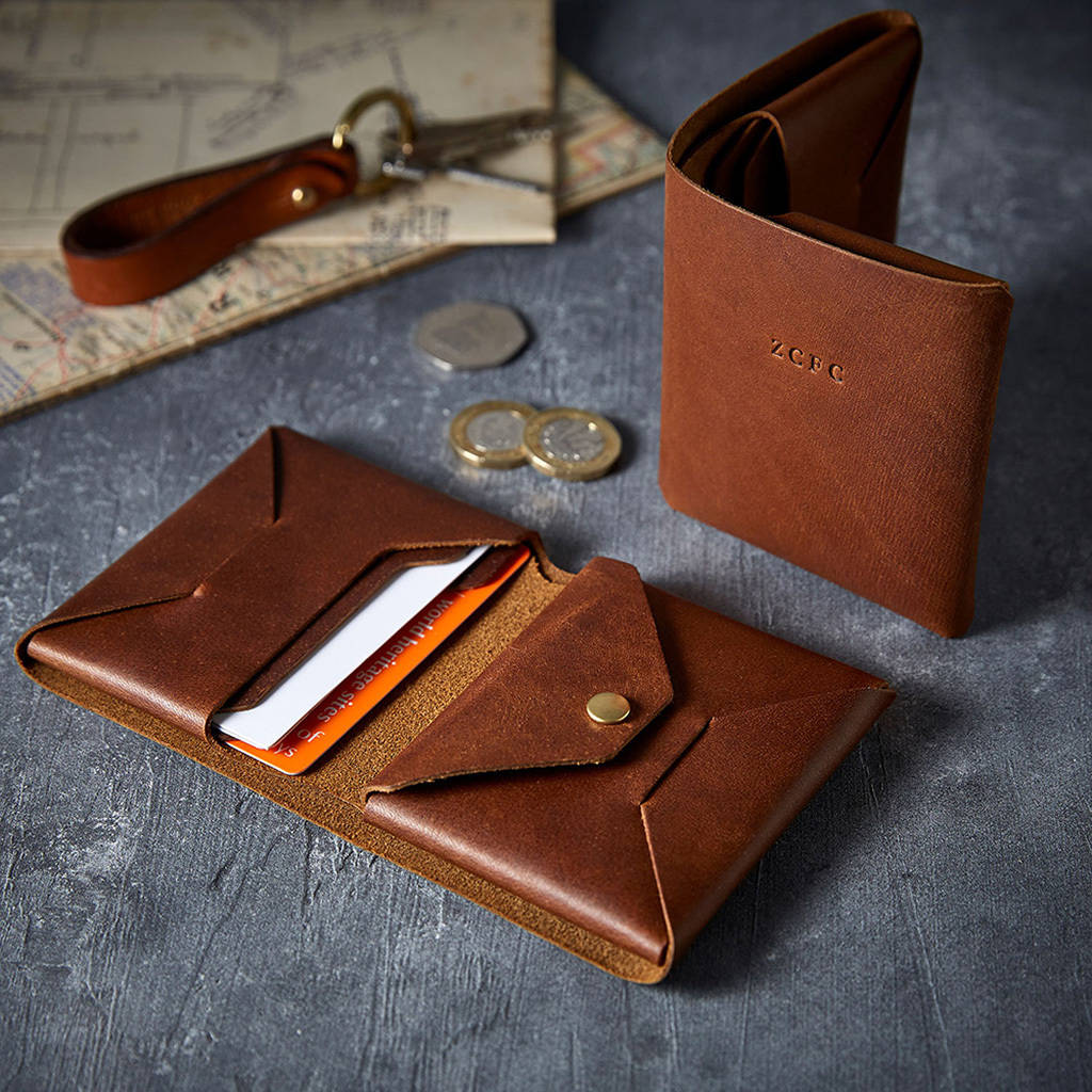 Personalised Origami Leather Wallet With Coin Purse By Man Gun Bear | 0