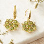 Green Peridot Gold Plated Silver Mandala Earrings, thumbnail 1 of 11