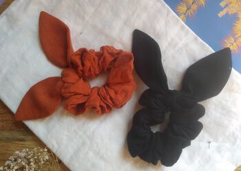 Bunny Bow Linen Scrunchie, 6 of 12