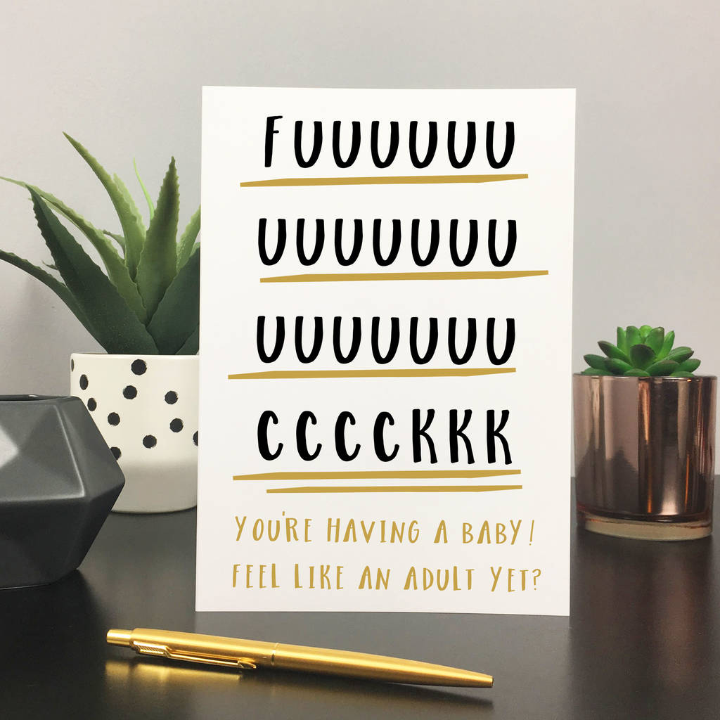 Good Luck Card Swearing Card Rude Inappropriate Cards New Baby Day Card Expecting Baby Day Card Funny Cards PC251 Stretchy Fanny Day 