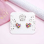 Hand Painted Abstract Wonky Heart Stud Earrings, thumbnail 1 of 3