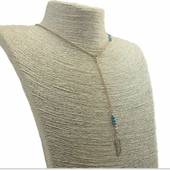 Leaf Drop Turquoise Beaded Y Shape Lariat Necklace, 3 of 3