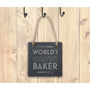 'World's Okayest Baker' Square Slate Hanger, thumbnail 1 of 2