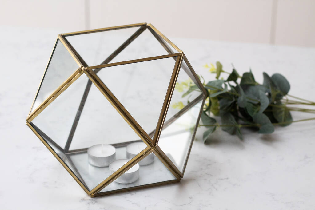 Set Of Three Recycled Metal Hexagon Candle Holders By Mytri Designs