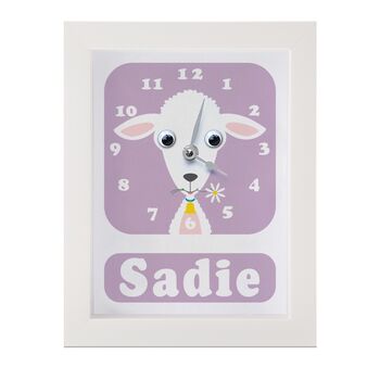 Personalised Childrens Lamb Clock, 7 of 9