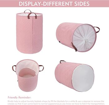 19'' Pink Laundry Hamper Basket With Lid, 5 of 5