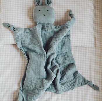 Bunny Muslin Baby Comforter, 6 of 6