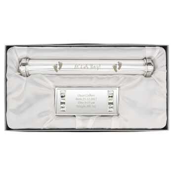 New Baby Boy Gifts Birth Certificate Holder Silver Plated, 4 of 7