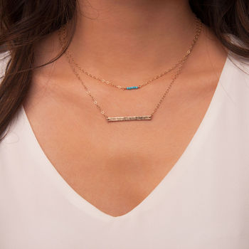 Gold Plated Or Sterling Silver Turquoise Bar Necklace, 4 of 7