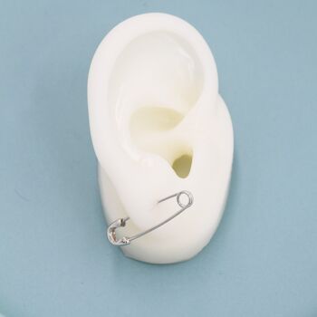 Safety Pin Hoop Earrings In Sterling Silver, 3 of 12