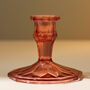Vintage Art Deco Glass Candlestick Rose Pink, thumbnail 4 of 5