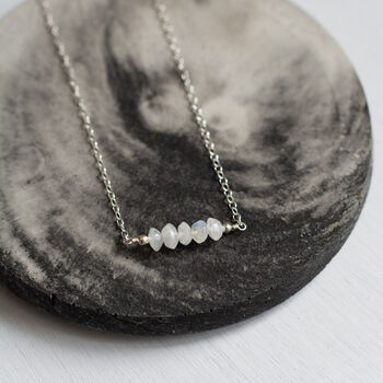 Minimal Sterling Silver Moonstone Necklace, 4 of 5