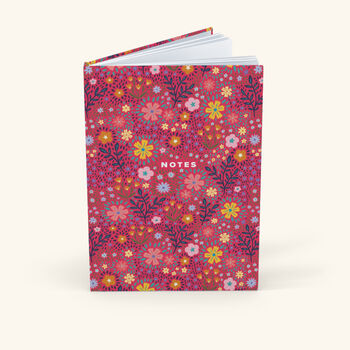 Floral Dark Pink Hardback A5 Notebook, 3 of 11