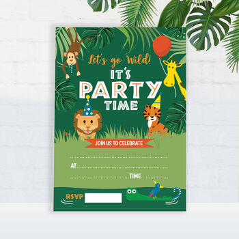 Jungle Animal Invitations Pack Of 20, 2 of 2