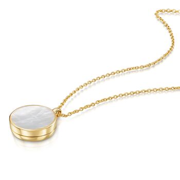 Mother Of Pearl Modern Round Locket – 18 K Gold Plate, 4 of 10