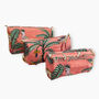 Jungle Print Cotton Washbag, Make Up Bag, With Waterproof Lining Set Of Three Peach, thumbnail 3 of 7