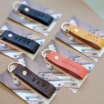 Personalised Leather Looped Key Ring, 2 of 6