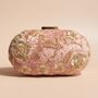 Disha Dusky Pink Velvet Oval Embroidered Clutch, thumbnail 2 of 8