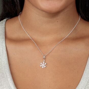 Sterling Silver Snowflake Charm Necklace, 4 of 10