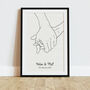 Personalised Holding Hands Wedding Print, thumbnail 1 of 6