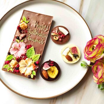 Vegan Personalised Chocolate Hibiscus Flower Gift Box, 3 of 9