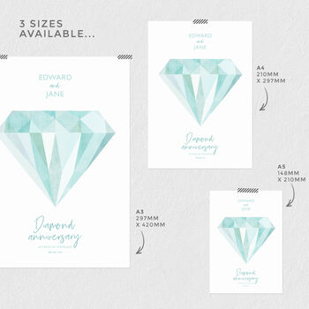 Diamond 60th Wedding Anniversary Personalised Print, 2 of 2
