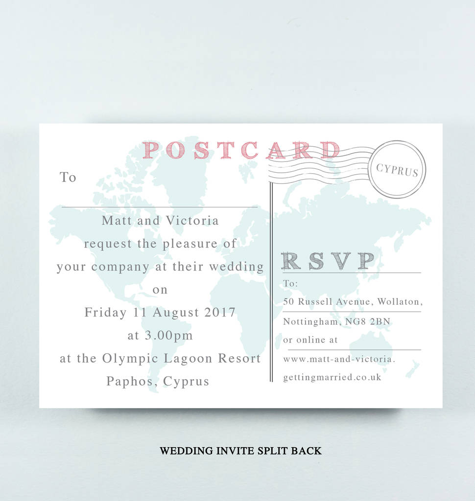 Anna Wedding Map Postcard Style Invitation By Paper And Inc