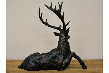 30cm Sitting Stag Bronze Effect Ornament Figurine Gift, 5 of 8