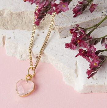 Valentines Gold Plated Rose Quartz Necklace Card, 2 of 6