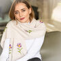September Birth Flower Aster Full Embroidered Scarf, thumbnail 4 of 7
