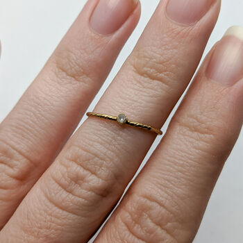 Dainty Grey Diamond In Gold Stacking Ring, 2 of 3