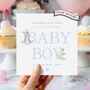 Personalised Peter Rabbit New Baby Card *Pink + Blue Options, thumbnail 1 of 3