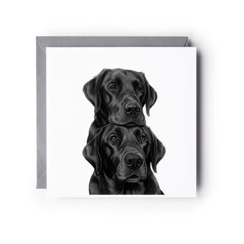 Hand Drawn Labrador Brothers Pet Greeting Card Illustration, 2 of 5