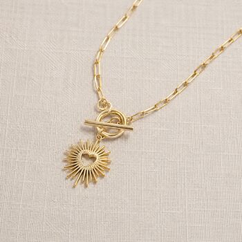 Sunburst Heart T Bar Necklace, 3 of 6
