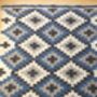 Thick Blue Diamond Sheep Wool Rug Handmade, thumbnail 6 of 8