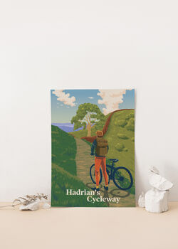 Hadrian's Cycleway Cycling Travel Poster Art Print, 2 of 8