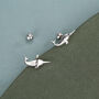 Sterling Silver Narwhal 18 G Screw Back Earrings, thumbnail 5 of 11