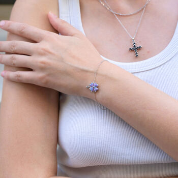 Purple Opal Clover Sterling Silver Bracelet, 2 of 8
