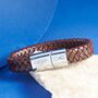 Silver Clasp Custom Brown Leather Bracelet, thumbnail 1 of 12