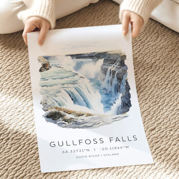 Iceland Travel Print Of The Gullfoss Falls, 3 of 7