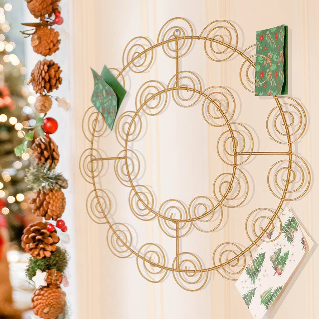 Gold Wreath Christmas Card Holder By Dibor